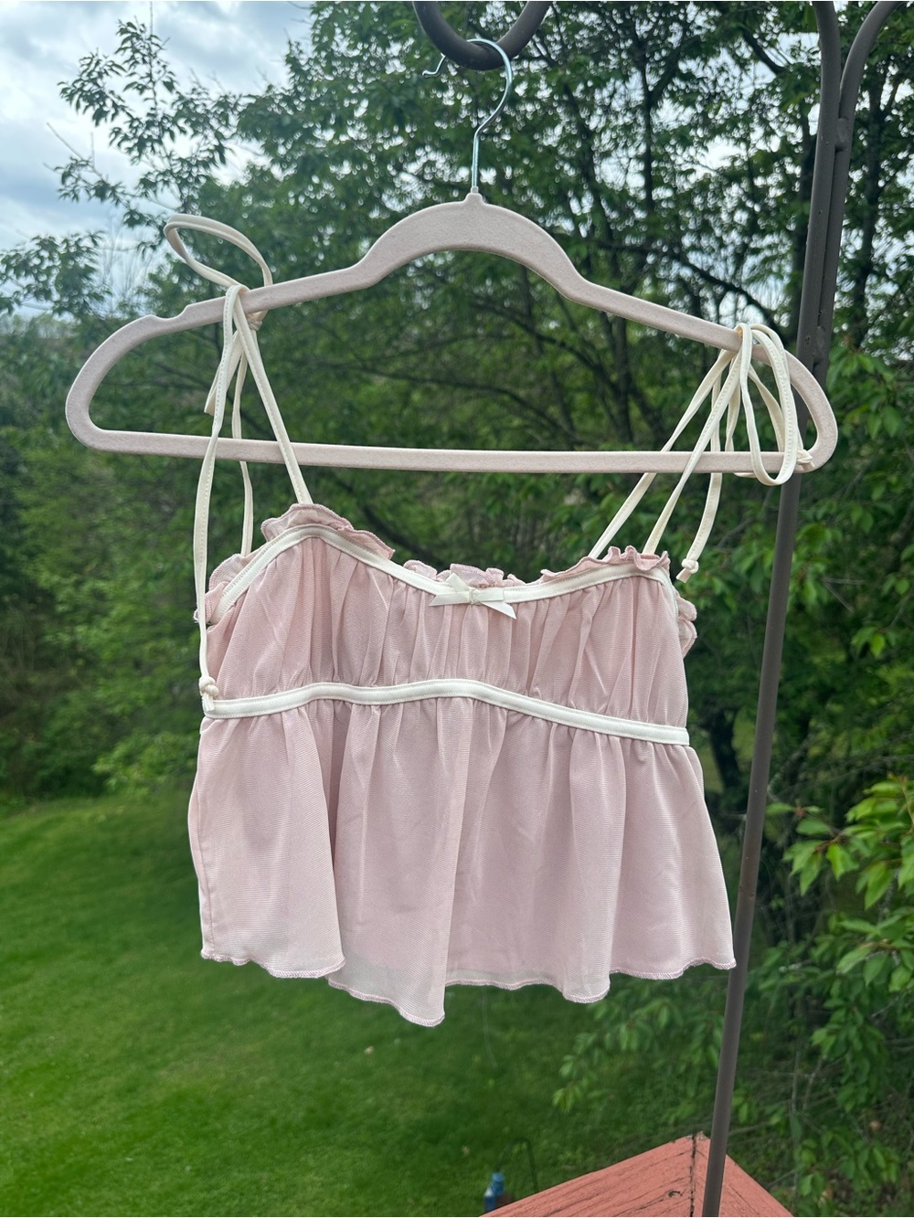 Motel Rocks Soft Pink Tie-Shoulder Babydoll Top - Picture 2 of 4